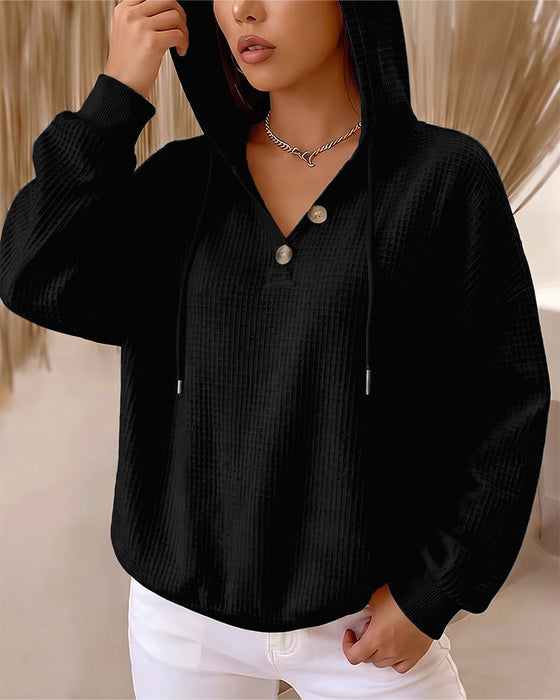 Sweatshirt Lässig Einfarbig Mit Kordelzug