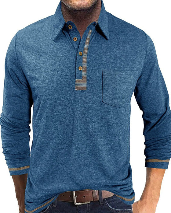 Bluse Herren Knopf Revers Polo