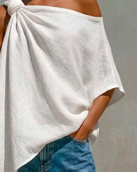 Bluse Ein Schulter Knoten Asymmetrisch