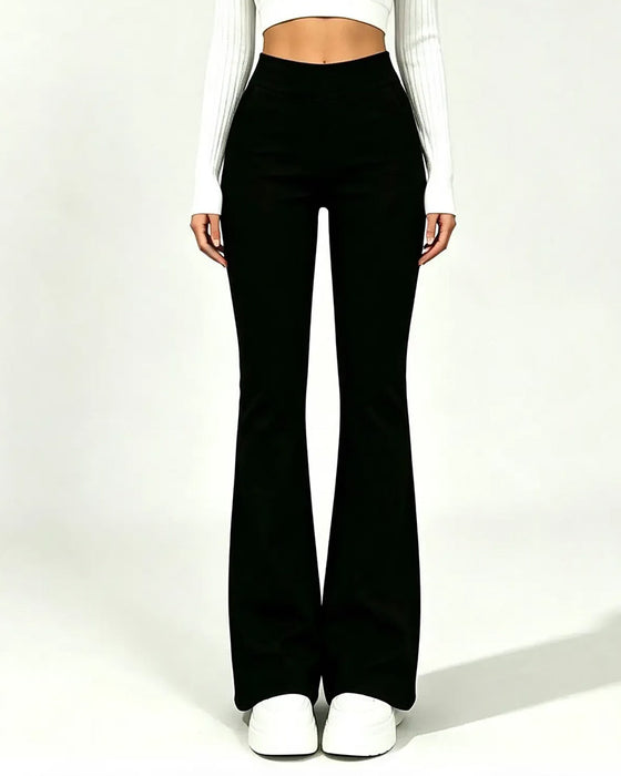 Hose Hohe Taille Casual Fleece Ausgestellte
