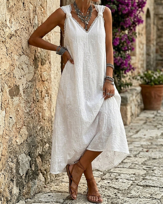 Kleid Ohne Ärmel Spitze Geknotet