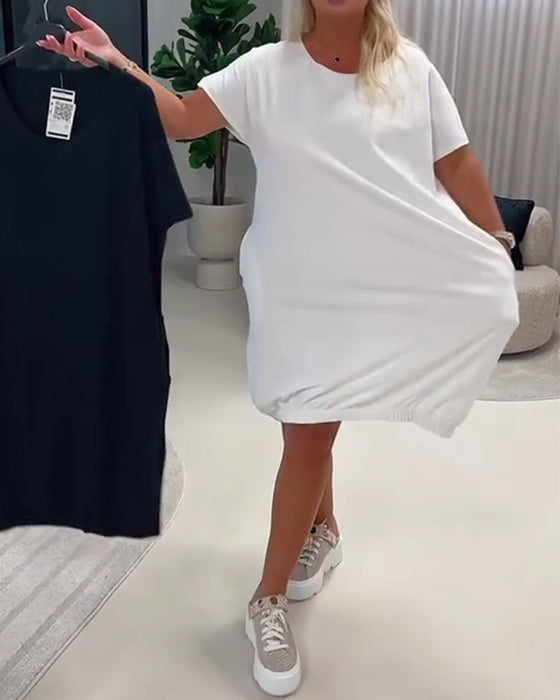 Kleid Kurzarm Rundhals Loose-Fit