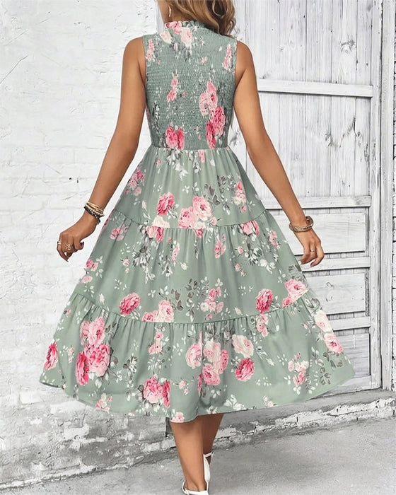 Kleid Blumig Druck Smock