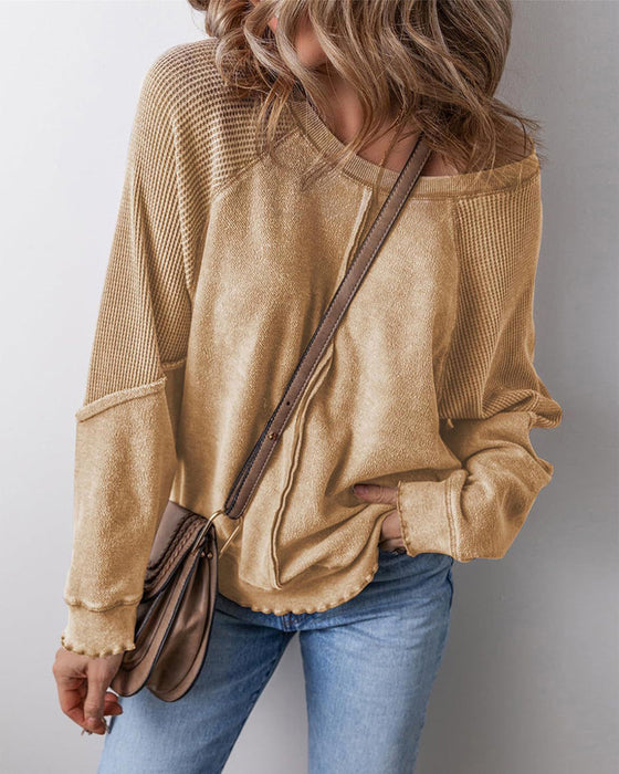 Sweatshirts Umgekehrte Naht Patchwork Lässig