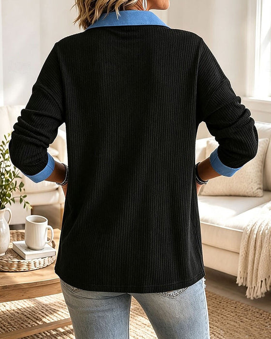 Oberteil Trendy V-Ausschnitt Lässig