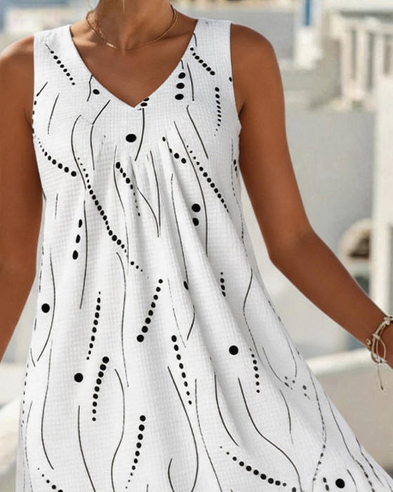 Kleid Ärmellos V Ausschnitt A-Linie Patchwork