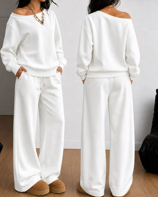 Set Eine Schulter Lässig Sweatshirt Lange Hose