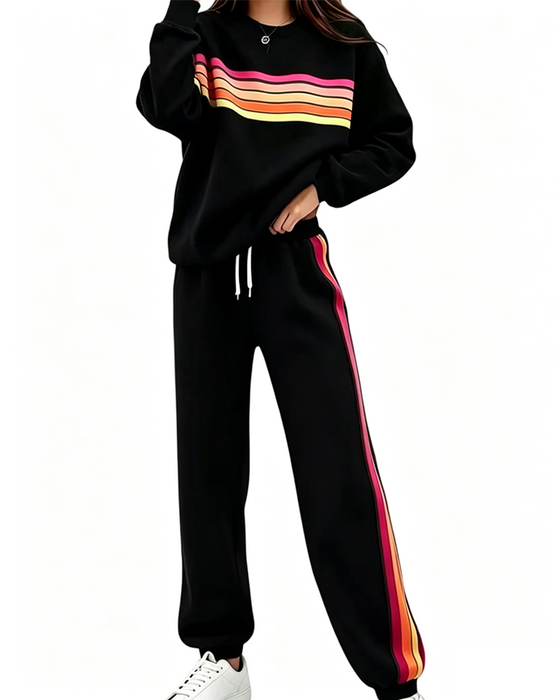 Set Bunt Gestreiftes Sweatshirt Und Jogginghose