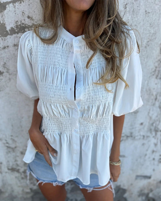 Bluse Casual Mode Kurzarm Einfarbig