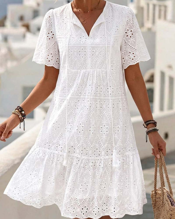 Kleid Durchbrochen Kurzarm