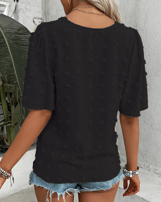 Bluse Zusammengefügt Jacquard Rüschenärmel