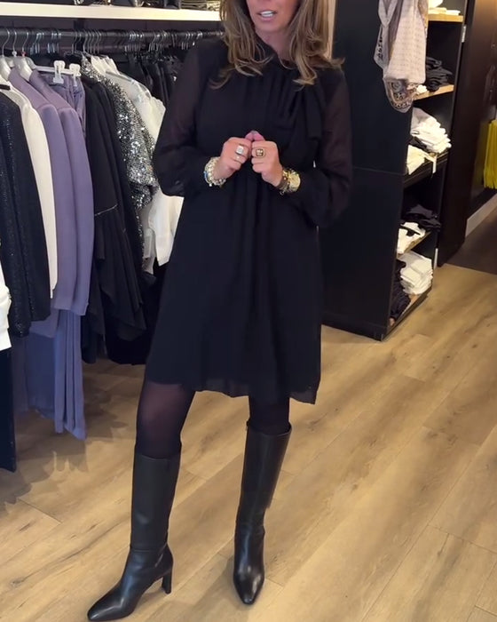 Einfarbiges, modisches, langärmeliges kleid
