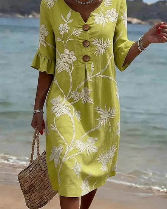Kleid Petite V-Ausschnitt Rüsche 3/4-Arm