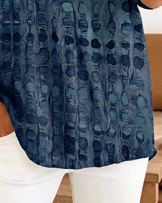 Bluse Tupfenprint Knopf Halbe Knopfleiste