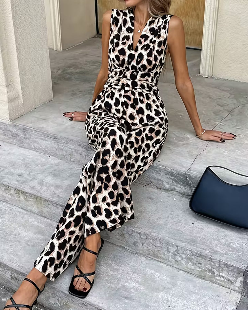 Overall Leopard Druck Ärmellos