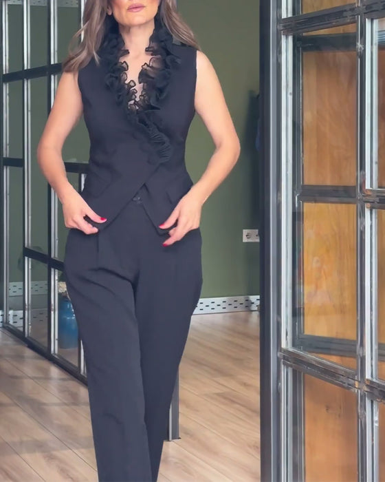 Weste – Slim Fit mit Rüschen