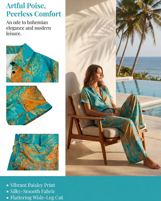 Zweiteiliges Set Urlaub Kurzarm Bluse Tasche