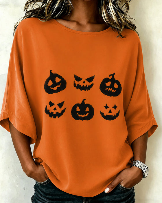 T-Shirt Kürbis Druck Kurzarm