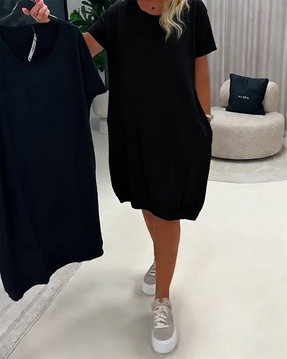 Kleid Kurzarm Rundhals Loose-Fit