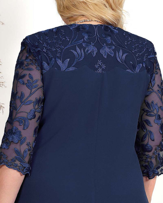 Kleid lässig locker bestickter Chiffon