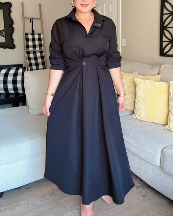 Hemdkleid mit Revers und Taille