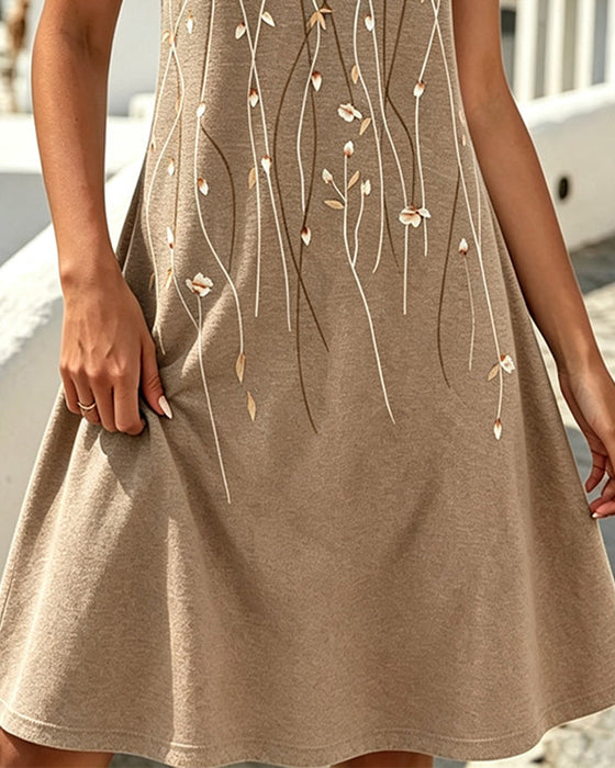 Kleid Kleiner V-Ausschnitt Ärmellos A-Linie