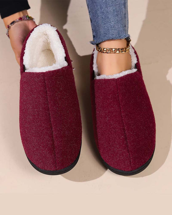 Plüschige, einfarbige All-Inclusive-Flachschuhe