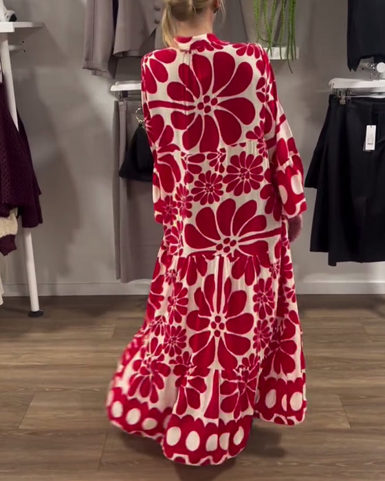 Kleid V-Ausschnitt locker plus Größe Blumendruck
