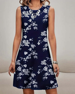 Kleid Ärmlos Schlank Druck