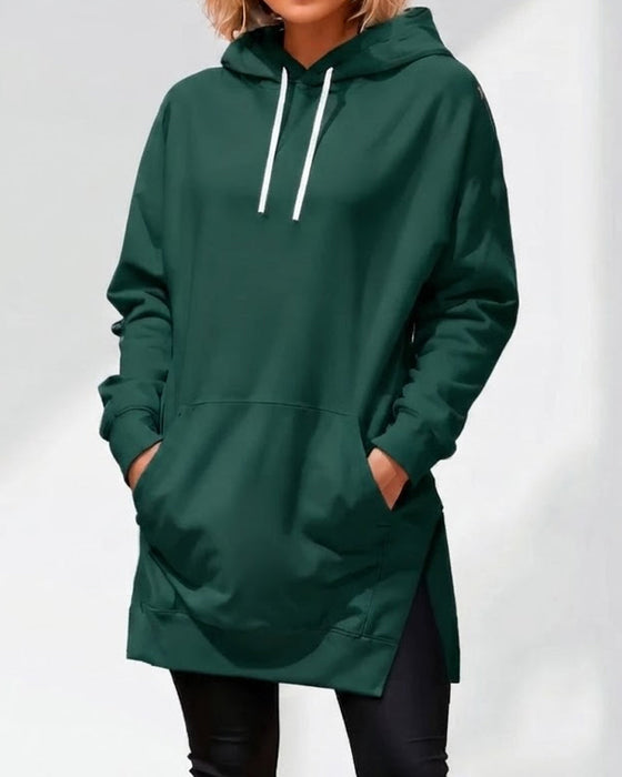 Hoodie Einfarbig Loose Fit Kordelzug
