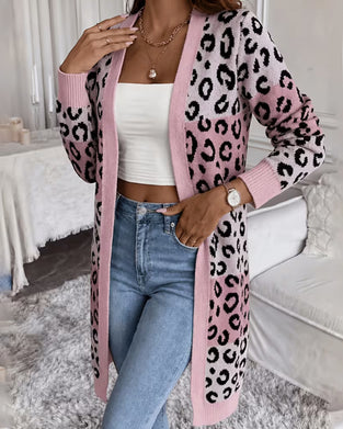 Cardigan Leopard‑Druck Langarm