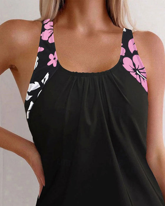 Badeanzug Ärmellos Blumen Boxer