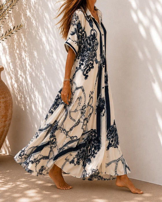 Kleid Vintage Schnörkel Revers Hemd