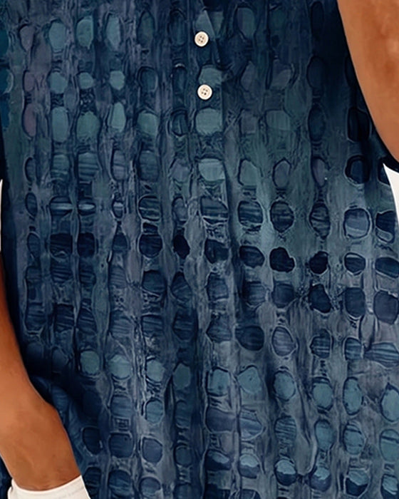 Bluse Tupfenprint Knopf Halbe Knopfleiste