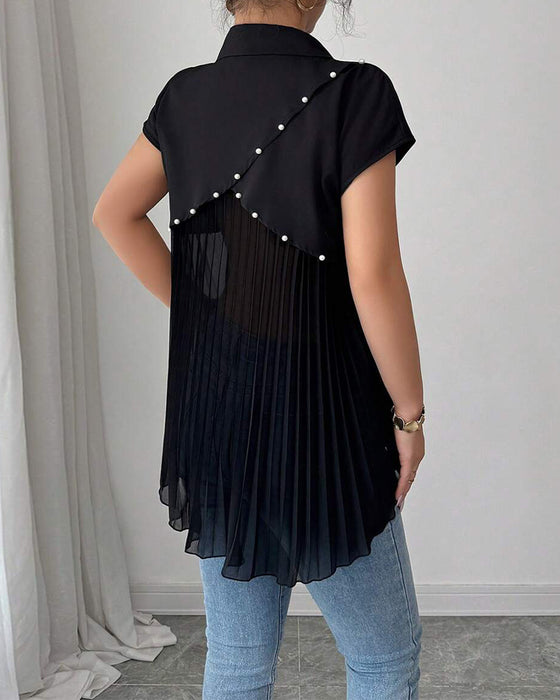 Hemd Perlen Chiffon Panel Plissee