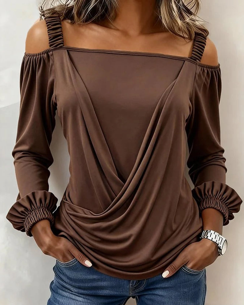 Oberteil Camisole Off-Schulter Kreuz Puff-Ärmel