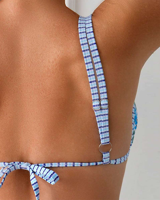 Badeanzug Sexy V-Ausschnitt Kontrast Zweiteilig