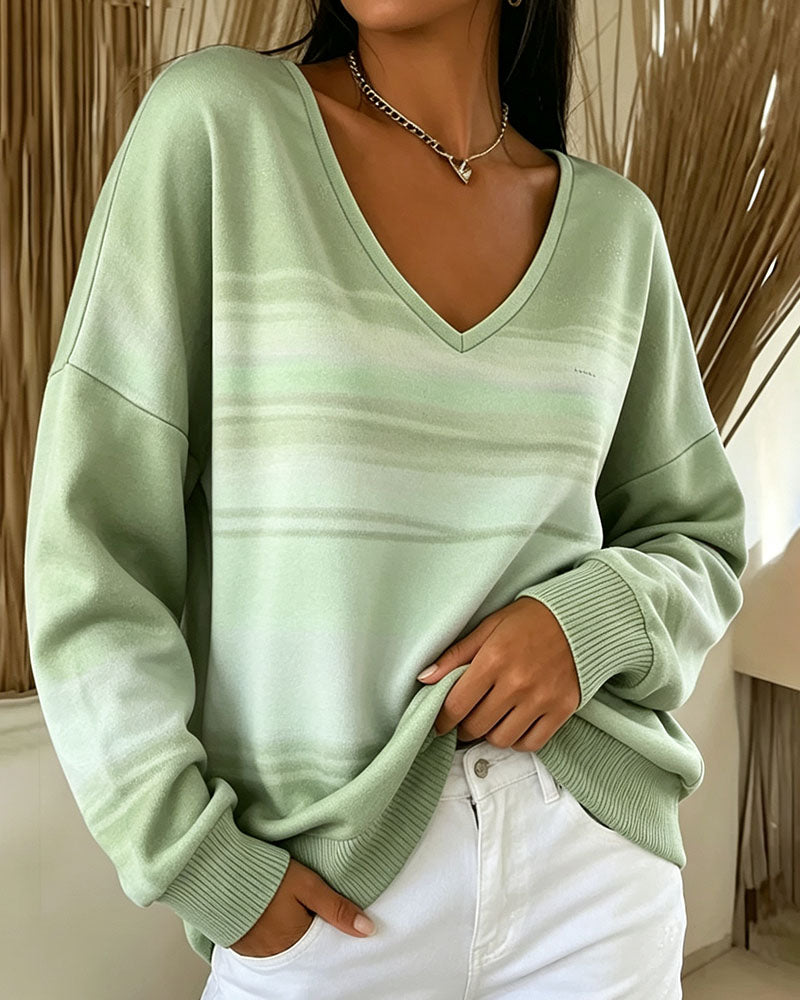 Sweatshirts V-Ausschnitt Langarm Ombre