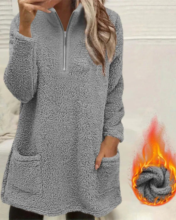 Sweatshirt Einfarbig Stehkragen