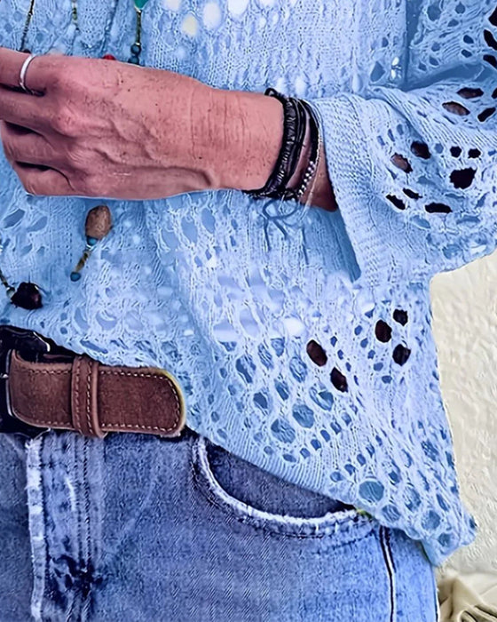Pullover Rautenmuster Lochmuster Locker
