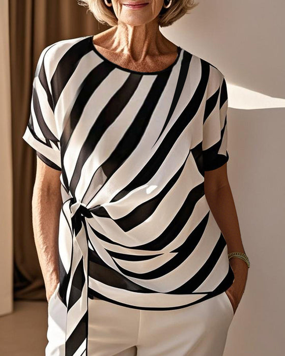 Bluse Gestreift Krawatte Elegant