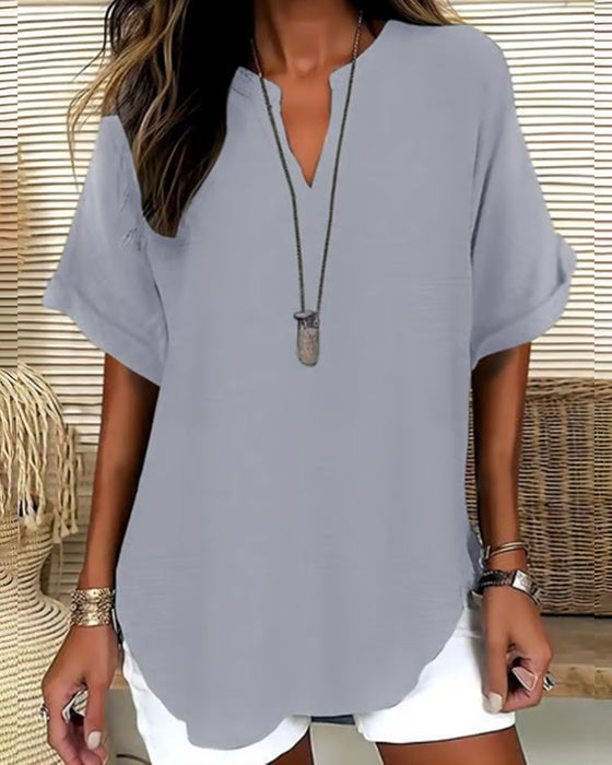 Bluse Lockere Einfarbige Damenfreizeitliche