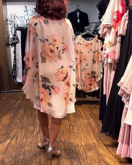 Kleid Bedruckt Fledermausärmel