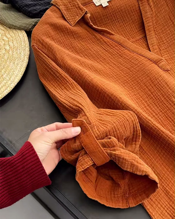 Kleid Langarm Einfarbig Einfacher Kragen
