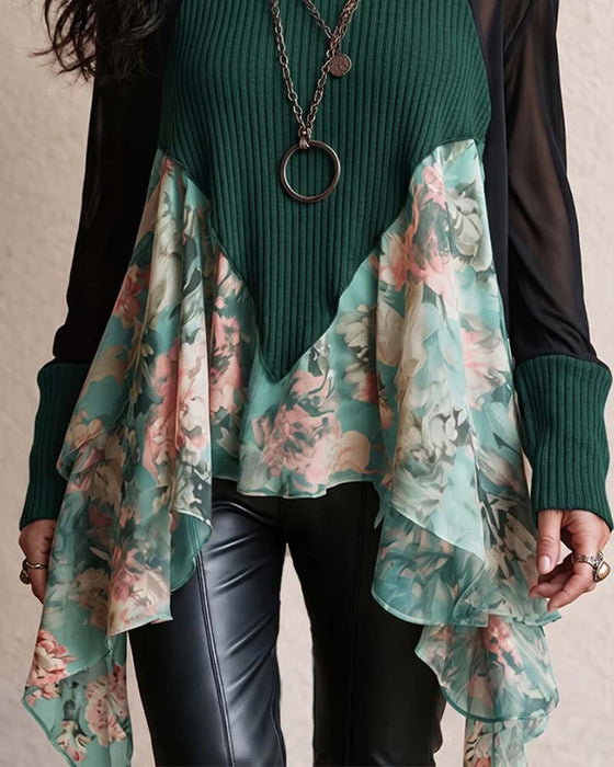 Bluse Patchwork Blumen Unregelmäßig