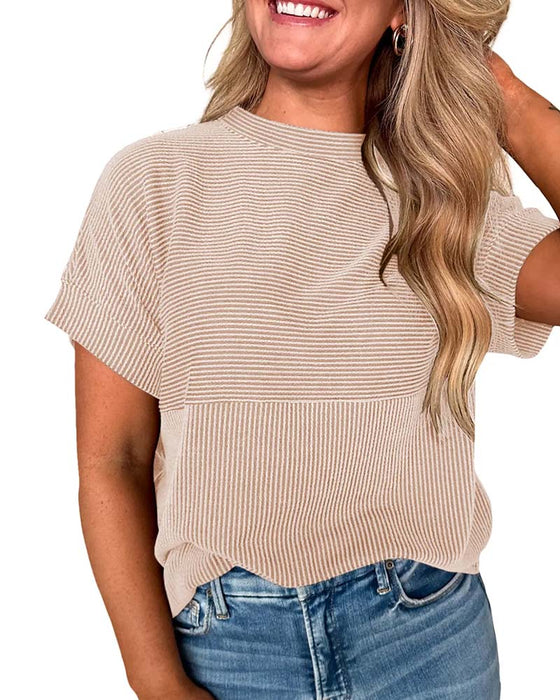 T-Shirt Gestreift Kurzarm Rundhals