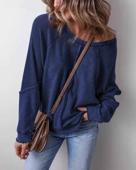Sweatshirts Umgekehrte Naht Patchwork Lässig