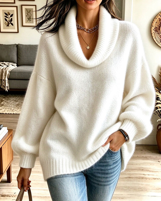 Pullover Locker Slouchy Hals Gemütlich Gestrickt