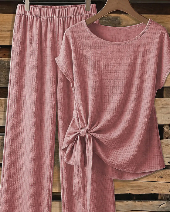 Set Kurzarmbluse + Weites Bein Hose