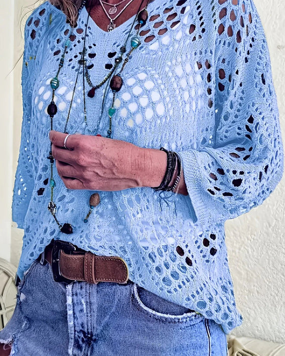Pullover Rautenmuster Lochmuster Locker